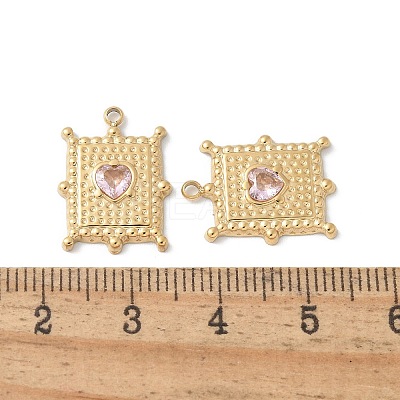 304 Stainless Steel Light Rose Rhinestone Pendants STAS-Z122-52G-1