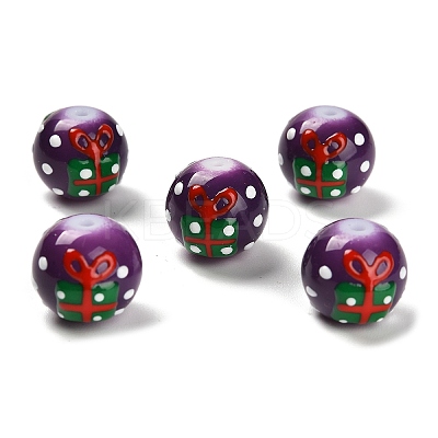 Christmas Theme Baking Paint Glass Beads LAMP-I028-08C-1