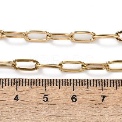 Ion Plating(IP) 304 Stainless Steel Paperclip Chain Necklace for Women NJEW-C011-03G-1
