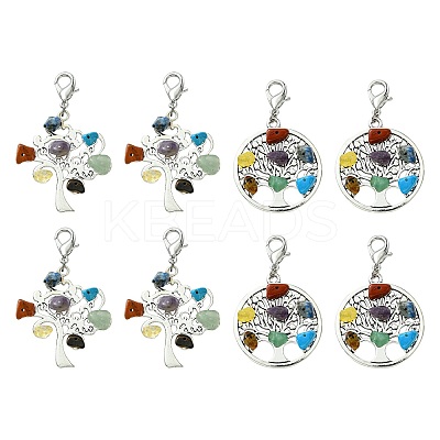 10Pcs 2 Styles Tibetan Style Alloy Pendant Decorations HJEW-CJ0001-17-1