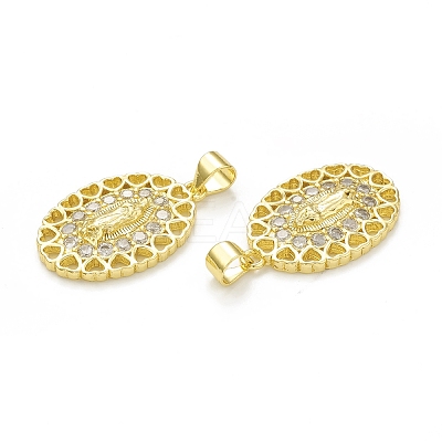 Rack Plating Eco-Friendly Brass Micro Pave Clear Cubic Zirconia Pendants KK-C011-02G-1