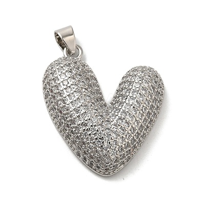 Rack Plating Brass Micro Pave Clear Cubic Zirconia Pendants KK-K345-11P-1