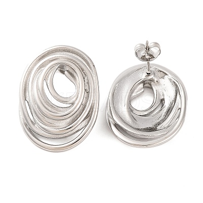 Tarnish Resistant 304 Stainless Steel Stud Earrings EJEW-G395-07P-1