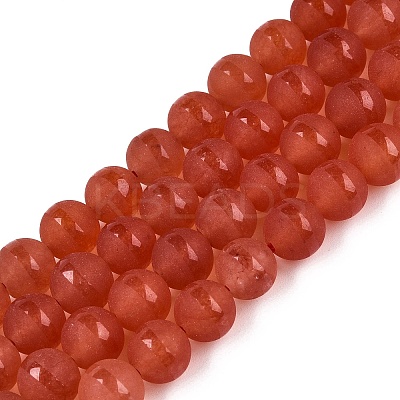 Frosted Natural White Jade Beads Strands G-T138-8mm-209G-1
