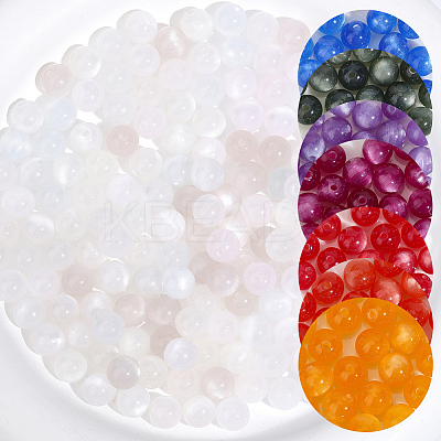 210Pcs 7 Colors Transparent Resin UV Reactive Beads RESI-PA0001-40A-1