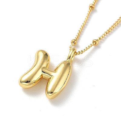 Initial Letter Brass Pendant Necklace NJEW-A015-21G-H-1