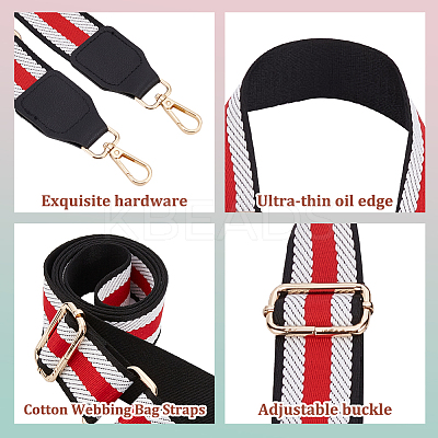 3Pcs 3 Colors Adjustable Stripe Pattern Polyester Webbing Bag Straps FIND-WR0009-50B-1