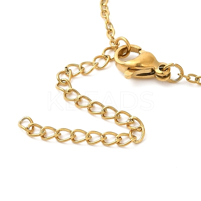 304 Stainless Steel Pave Natural Stone Pendant Necklaces for Women NJEW-U009-03G-01-1