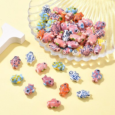 Handmade Fish Porcelain Beads PORC-S446-M-1