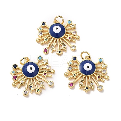 Brass Micro Pave Colorful Cubic Zirconia Pendants KK-E068-VA278-2-1