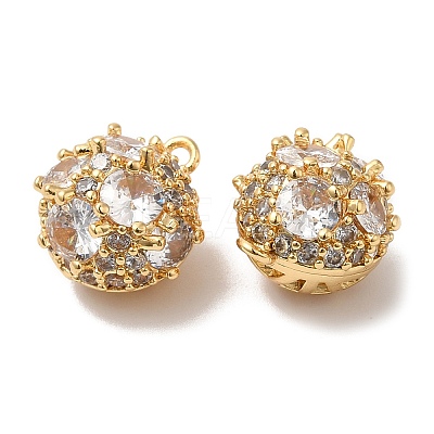 Brass Micro Pave Cubic Zirconia Charms KK-B074-19G-1