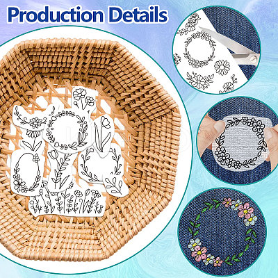 4 Sheets 11.6x8.2 Inch Stick and Stitch Embroidery Patterns DIY-WH0455-001-1