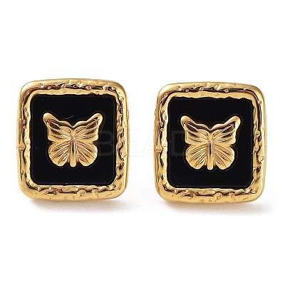 6 Pair 2 Color Square & Butterfly Acrylic Stud Earrings EJEW-A024-05-1