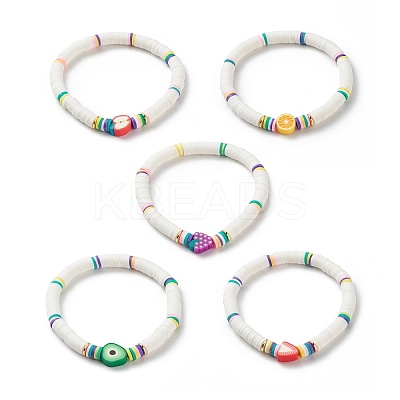 Handmade Polymer Clay Heishi Surfer Stretch Bracelet BJEW-JB08903-1