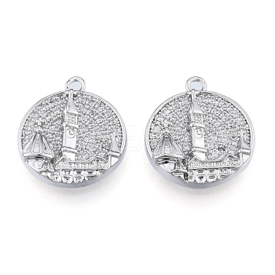 Brass Micro Pave Clear Cubic Zirconia Pendants KK-N216-566P-1