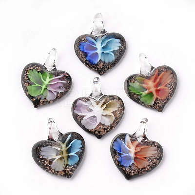 Handmade Gold Sand Lampwork Pendants LAMP-S189-16-B-1
