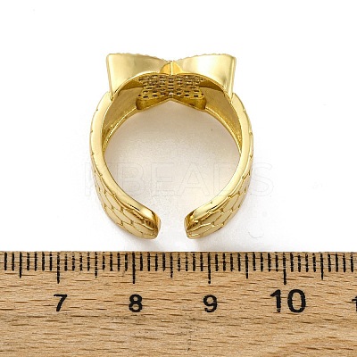 Brass Micro Pave Clear Cubic Zirconia Cuff Rings for Women RJEW-H248-08G-02-1