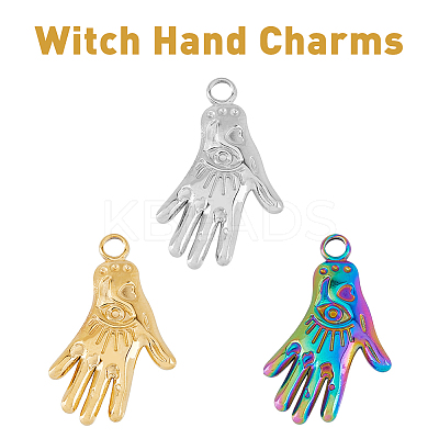 24Pcs 3 Colors 304 Stainless Steel Pendants STAS-DC0013-12-1