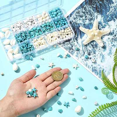 192Pcs 6 Styles Synthetic Turquoise Beads TURQ-FS0001-07-1