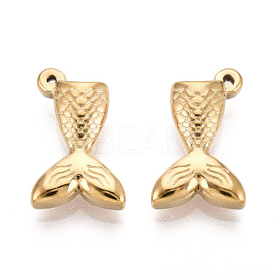 304 Stainless Steel Fishtail Pendants STAS-T069-11G-1