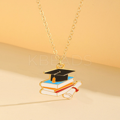 Back to School Alloy Enamel Pendant Cable Chain Necklaces WG2C7D9-03-1