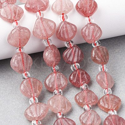 Natural Strawberry Quartz Carved Beads Strands G-H339-A04-01-1