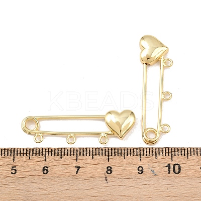 Heart Brass Brooch Findings KK-Z132-01G-01-1