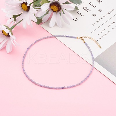 Natural Tanzanite Beaded Necklaces NJEW-JN03315-04-1