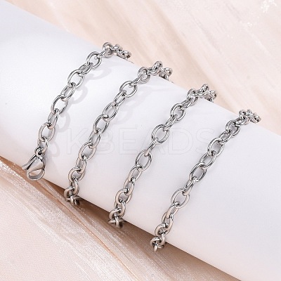 201 Stainless Steel Cable Chain Necklaces NJEW-Q013-12C-P-1