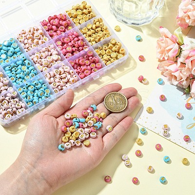 900Pcs 5 Colors Plating Acrylic Beads OACR-YW0002-42-1