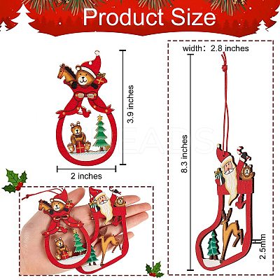 12Pcs 6 Style Mixed Shapes Wooden Ornaments DIY-SZ0003-40-1