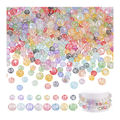 560Pcs 2 Styles Transparent Crackle Glass Beads Strands CCG-PH0001-25-1