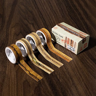 4 Rolls Retro Zipper Decorative Paper Tapes STIC-C008-01D-1