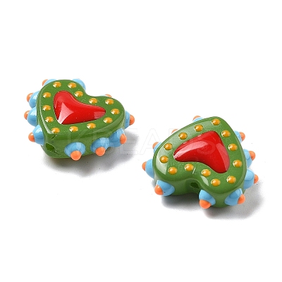 Baking Paint Glass Bumpy Beads Heart LAMP-V001-07E-1