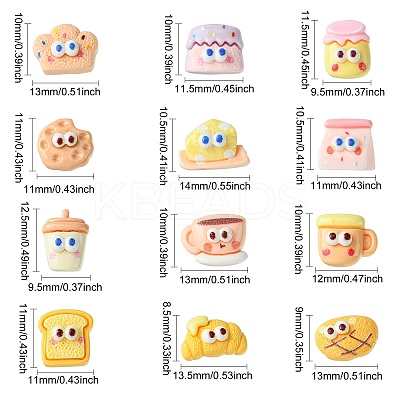 60Pcs 12 Styles Cartoon Opaque Resin Cabochons CRES-CJ0001-63-1