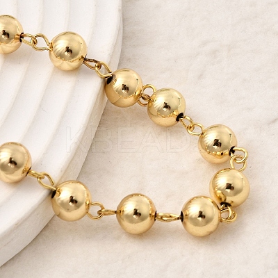 Brass Round Beads Link Chain Necklaces for Women NJEW-B157-19G-1