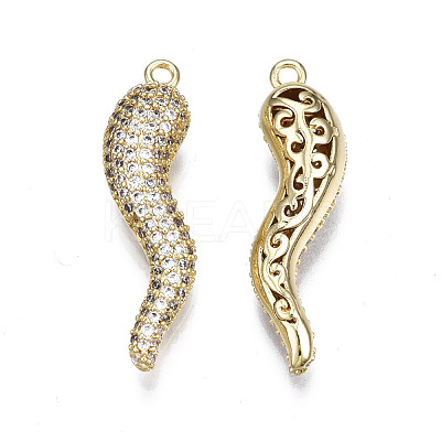 Brass Micro Pave Clear Cubic Zirconia Pendants ZIRC-S068-054-NF-1