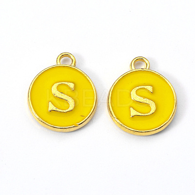 Golden Plated Alloy Enamel Charms ENAM-S118-09S-1