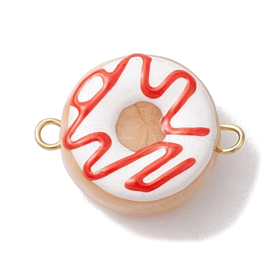 Handmade Lampwork Enamel Donut Connector Charms PALLOY-JF02573-1