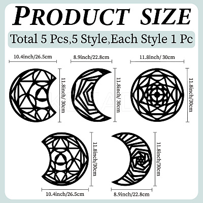 Wood Moon Phase Pendant Decoration HJEW-WH20013-003-1