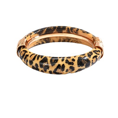 Leopard Print Alloy Resin Bangles for Women WG83C9A-05-1