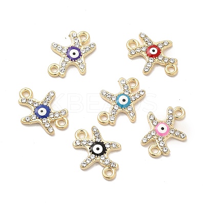 Evil Eye Alloy Enamel Connector Charms PALLOY-I217-13G-1