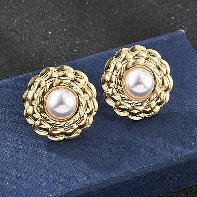 201 Stainless Steel Flat Round Stud Earrings EJEW-P304-06G-1