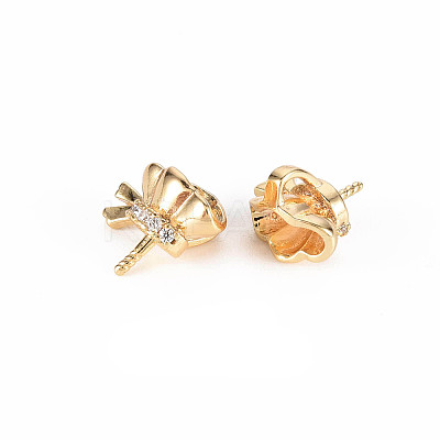 Brass Micro Pave Clear Cubic Zirconia Peg Bails Charms KK-T062-161G-NF-1