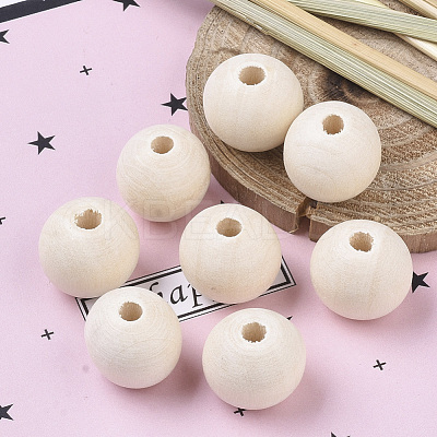 Unfinished Natural Wood Beads X-WOOD-S651-A16mm-LF-1