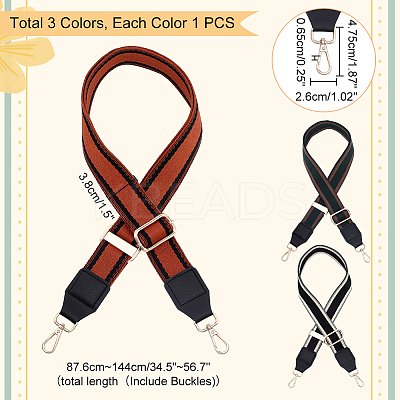 3Pcs 3 Colors Canvas Adjustable Bag Handles FIND-WR0009-20-1