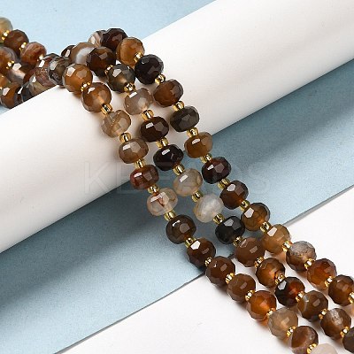 Natural Coffee Stripe Agate/Banded Agate Beads Strands G-P508-A02-01-1