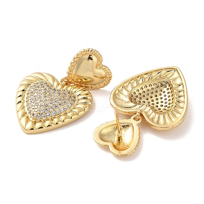 Brass Pave Cubic Zirconia Stud Earrings for Women EJEW-M258-08G-1