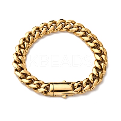 304 Stainless Steel Cuban Link Chains Bracelets for Unisex BJEW-K283-02C-G-1