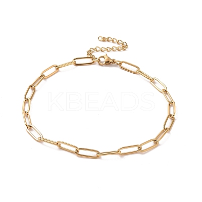 PVD Vacuum Plating 304 Stainless Steel Paperclip Chain Bracelet for Men Women BJEW-E031-02G-02-1